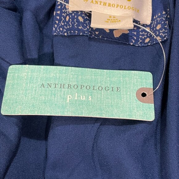 NWT ANTHROPOLOGIE MAEVE Flutter Sleeve Shirred Open Back Mini Dress Navy Size 2X - Picture 14 of 16